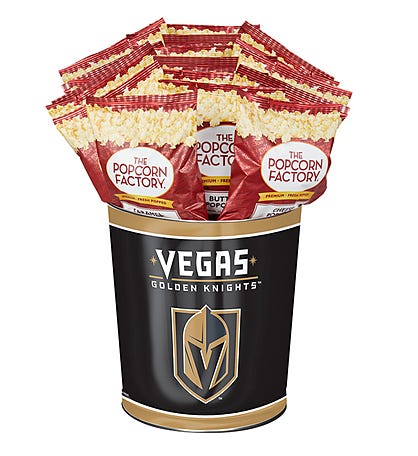 Las Vegas Knights Popcorn Tin with 15 Bags of Popcorn